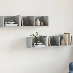 vidaXL Väggskåp 2 st betonggrå 75x18x16,5 cm konstruerat trä