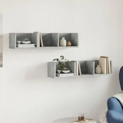 vidaXL Väggskåp 2 st betonggrå 75x18x16,5 cm konstruerat trä