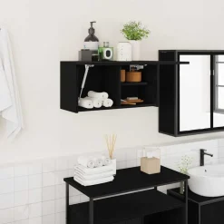 vidaXL Väggskåp för badrum svart 60x25x30 cm konstruerat trä