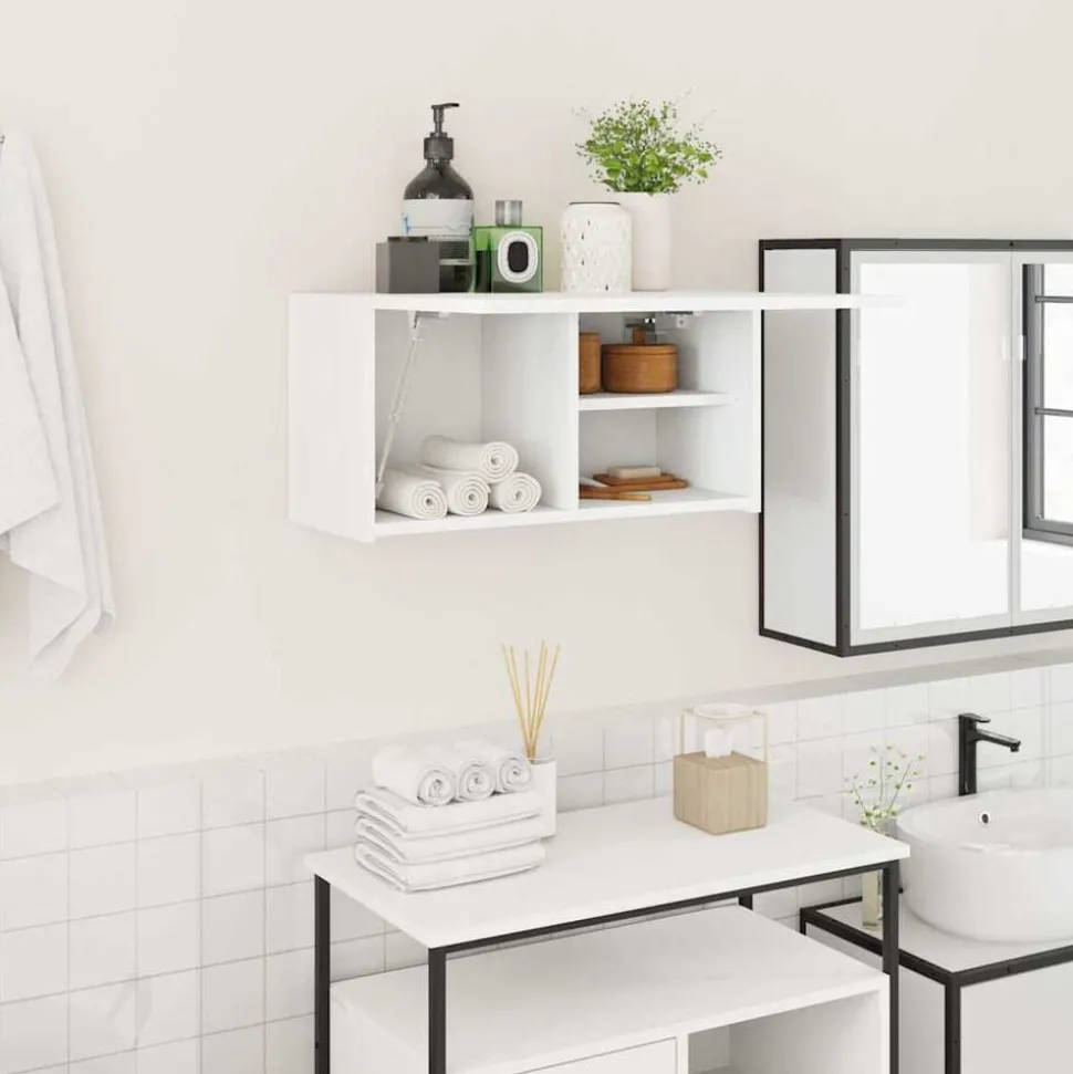 vidaXL Väggskåp för badrum vit 60x25x30 cm konstruerat trä