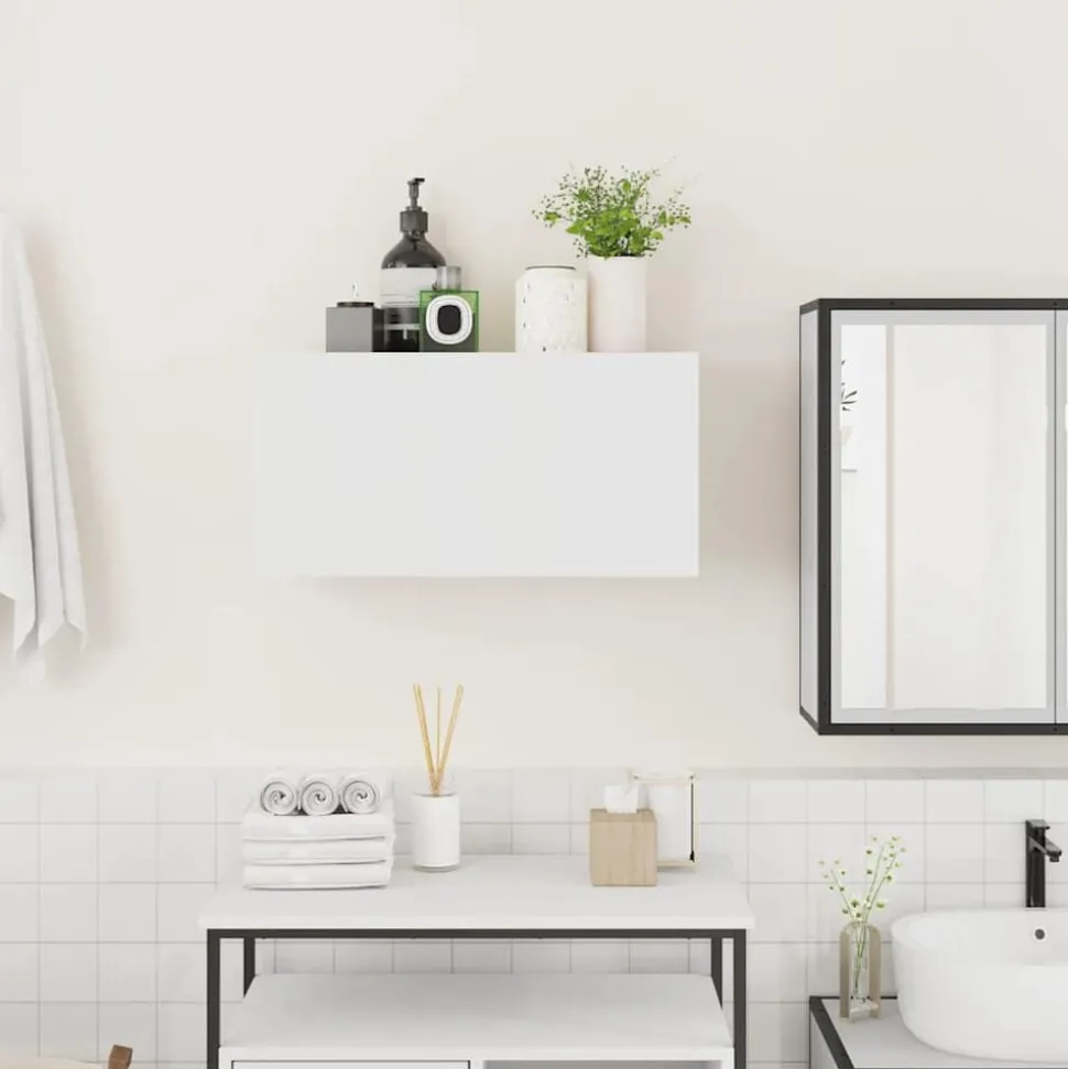 vidaXL Väggskåp för badrum vit 60x25x30 cm konstruerat trä