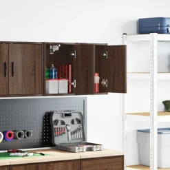 vidaXL Väggskåp för garage 2 st, brun ek konstruerat trä