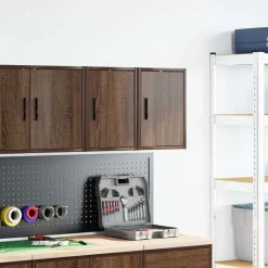 vidaXL Väggskåp för garage 2 st, brun ek konstruerat trä