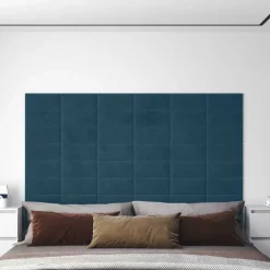 vidaXL Väggsänggavel 12 pcs Blå 30 x 15 cm Sammet