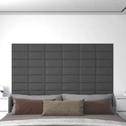 vidaXL Väggsänggavel 12 pcs 30 x 15 cm tyg Grå