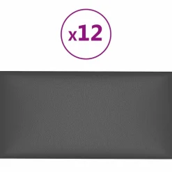 vidaXL Väggsänggavel 12 pcs 30 x 15 cm tyg Grå