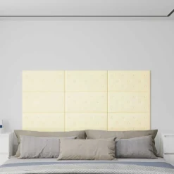 vidaXL Väggsänggavel 12 pcs Kräm 60 x 30 cm Konstläder