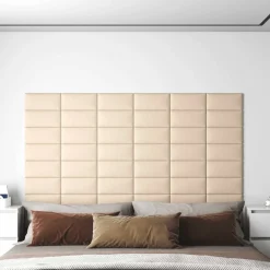 vidaXL Väggsänggavel 12 pcs Kräm 30 x 15 cm tyg