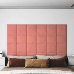 vidaXL Väggsänggavel 12 pcs Rosa 30 x 30 cm Sammet