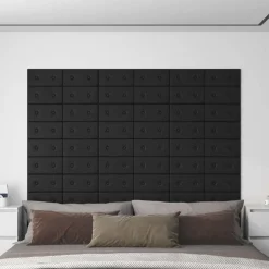 Sale vidaXL Väggsänggavel 12 pcs 30 x 15 cm Konstläder Svart