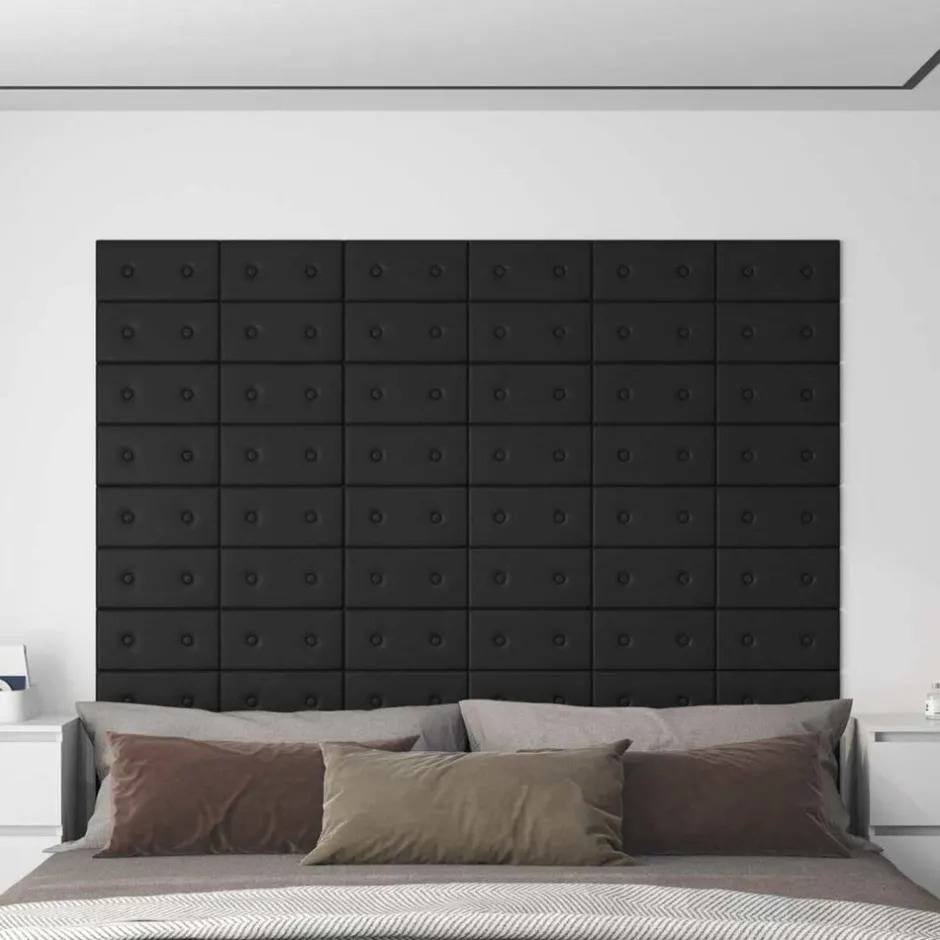 Sale vidaXL Väggsänggavel 12 pcs 30 x 15 cm Konstläder Svart