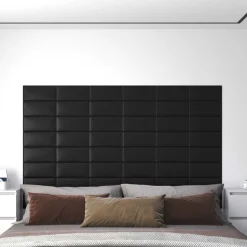 vidaXL Väggsänggavel 12 pcs Svart 30 x 15 cm tyg