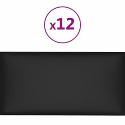 vidaXL Väggsänggavel 12 pcs Svart 30 x 15 cm tyg