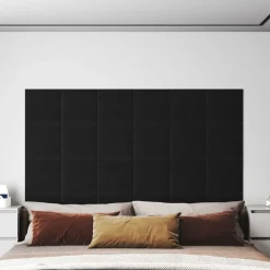 vidaXL Väggsänggavel 12 pcs Svart 30 x 30 cm tyg