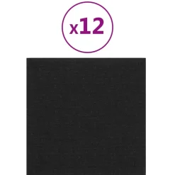 vidaXL Väggsänggavel 12 pcs Svart 30 x 30 cm tyg