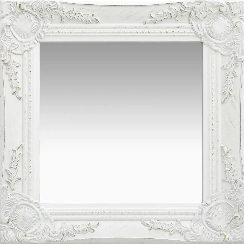Discount vidaXL Väggspegel barockstil 40x40 cm Vit