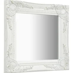 Discount vidaXL Väggspegel barockstil 40x40 cm Vit
