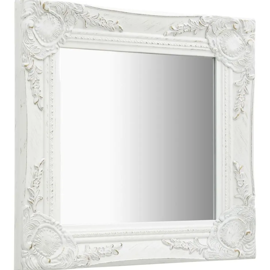 Discount vidaXL Väggspegel barockstil 40x40 cm Vit