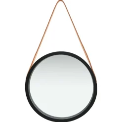 Discount vidaXL Väggspegel med rem 40 cm Svart
