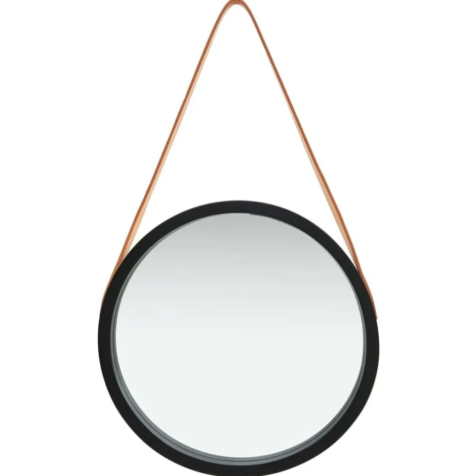 Discount vidaXL Väggspegel med rem 40 cm Svart