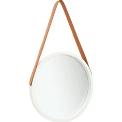 Discount vidaXL Väggspegel med rem 40 cm Vit