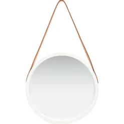 Discount vidaXL Väggspegel med rem 40 cm Vit