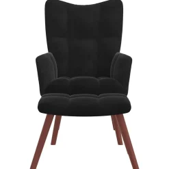 New vidaXL Vilstol med fotpall sammet Svart