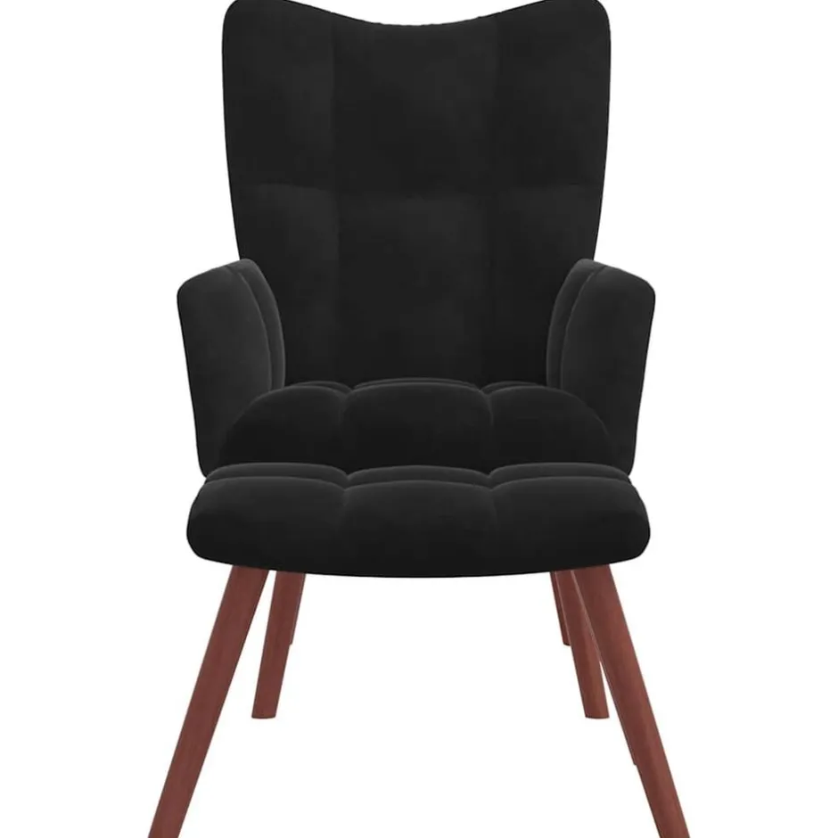 New vidaXL Vilstol med fotpall sammet Svart