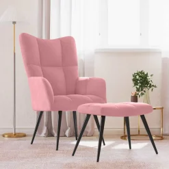 New vidaXL Vilstol med fotpall sammet Rosa