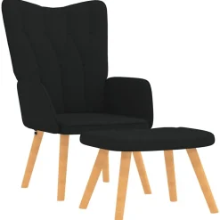 Clearance vidaXL Vilstol med fotpall tyg Svart