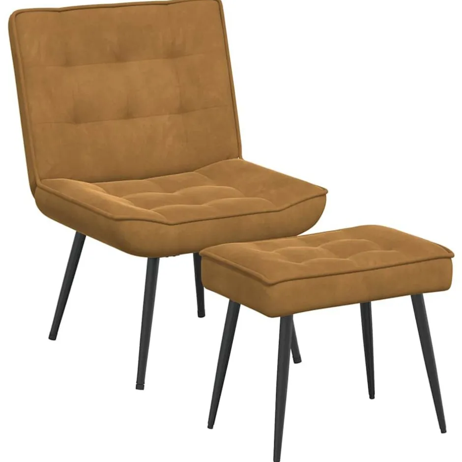 Sale vidaXL Vilstol med fotpall sammet Brun