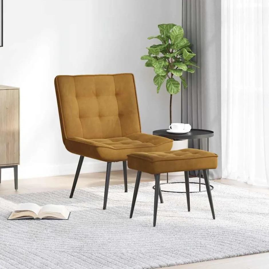 Sale vidaXL Vilstol med fotpall sammet Brun