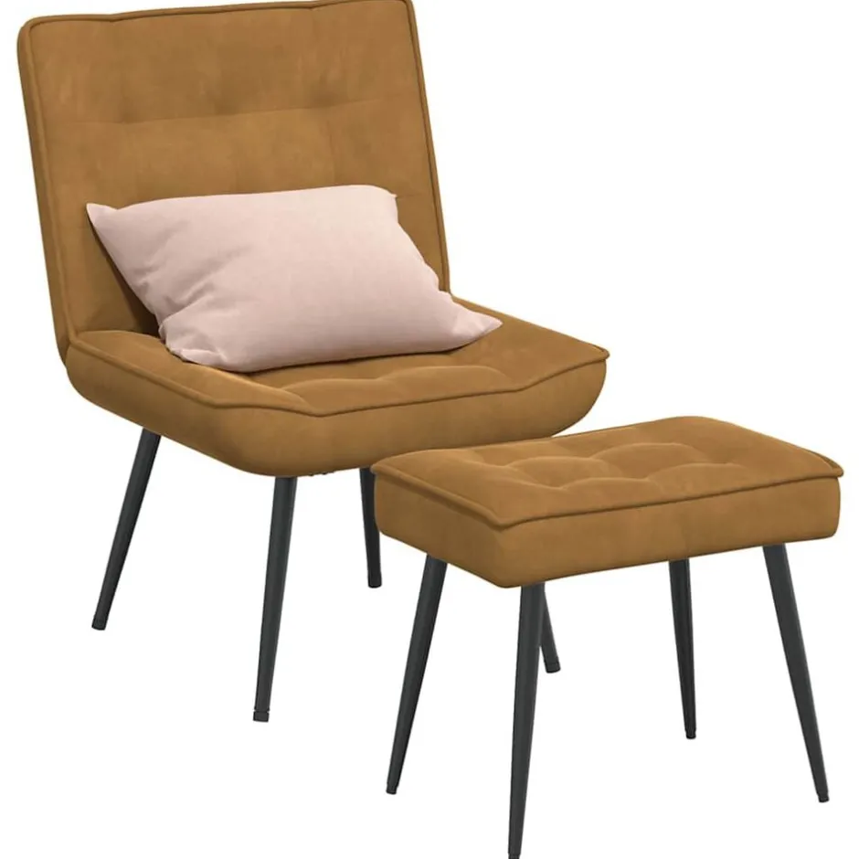 Sale vidaXL Vilstol med fotpall sammet Brun