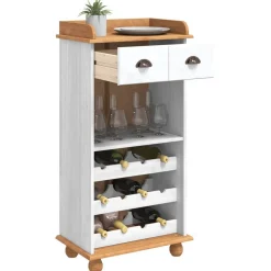 Hot vidaXL Vinskåp ASKIM med Honungstopp 57 x 37 x 114 cm Massiv furu Vit