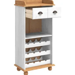 Hot vidaXL Vinskåp ASKIM med Honungstopp 57 x 37 x 114 cm Massiv furu Vit