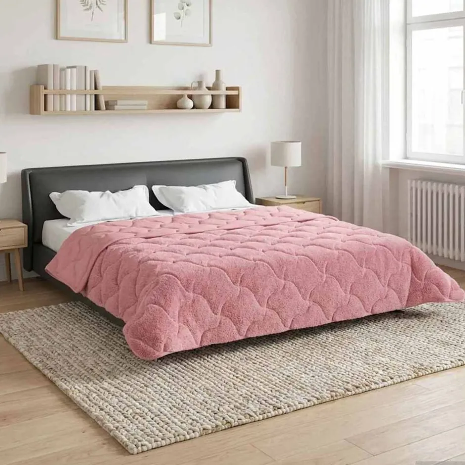 Sale vidaXL Vinter Täcke 220 x 240 cm Mikrofiber och Teddyfleece Rosa