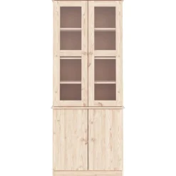 Sale vidaXL Vitrinskåp ALTA 77x35x186,5 cm massiv furu Naturfärg