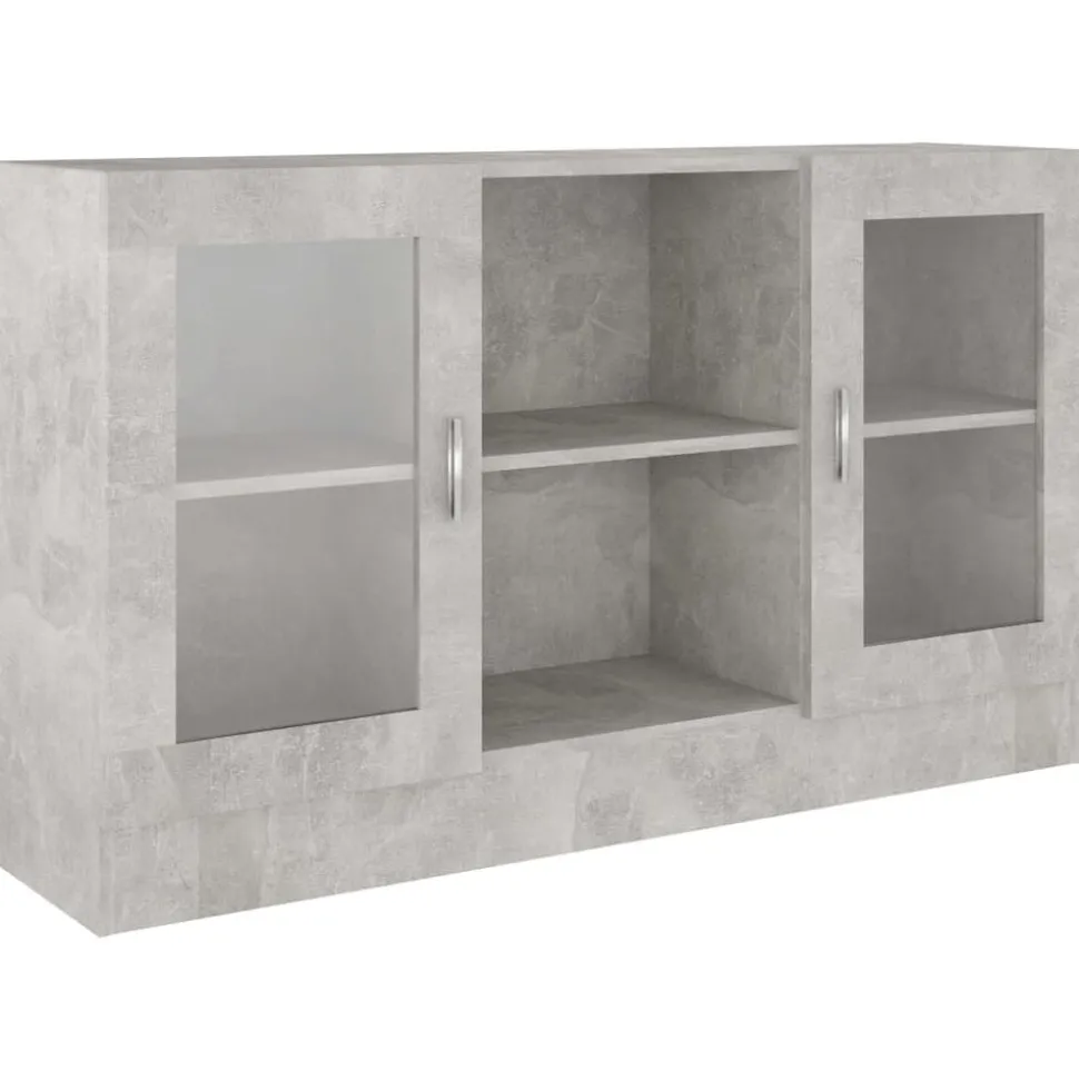 vidaXL Vitrinskåp betonggrå 120x30,5x70 cm konstruerat trä
