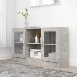 vidaXL Vitrinskåp betonggrå 120x30,5x70 cm konstruerat trä