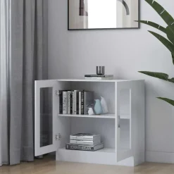 vidaXL Vitrinskåp vit 82,5x30,5x80 cm konstruerat trä