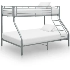 Discount vidaXL Våningssäng metall 140x200/90x200 cm Grå