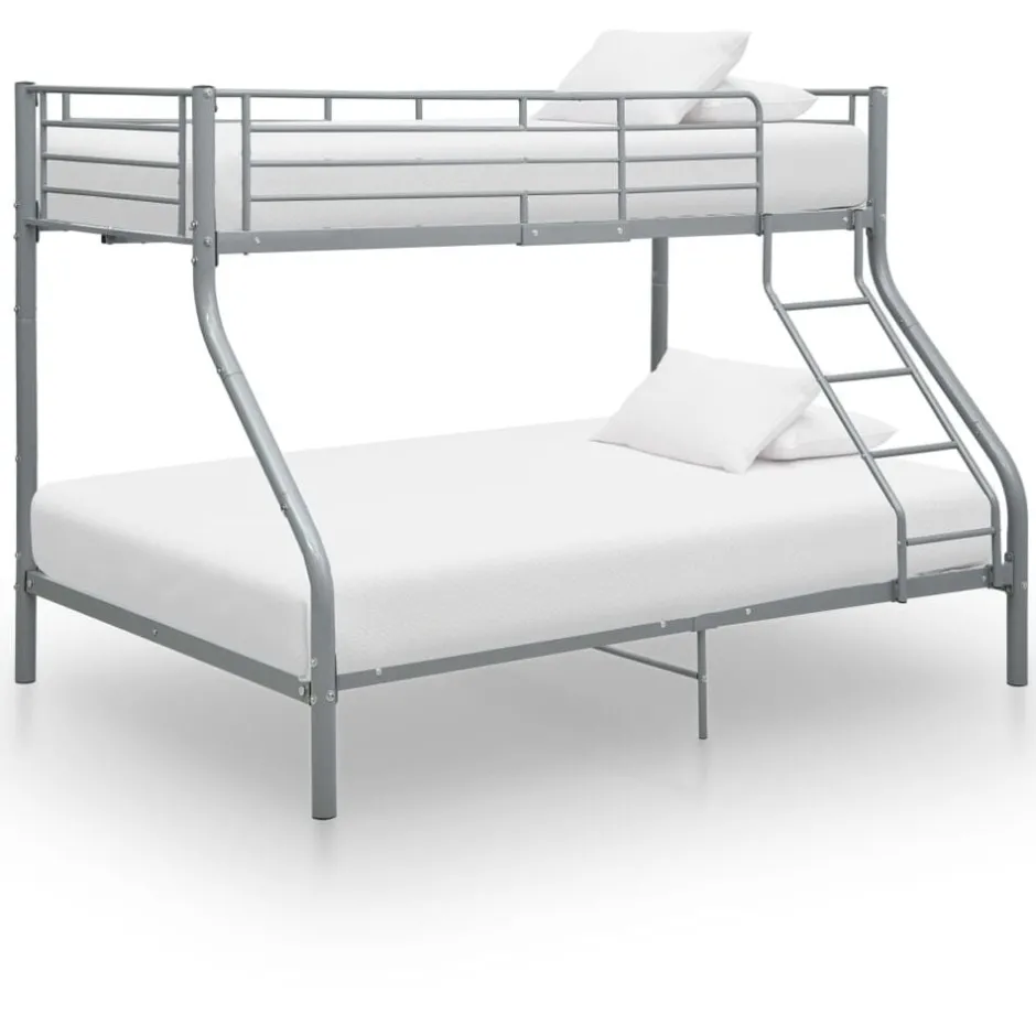 Discount vidaXL Våningssäng metall 140x200/90x200 cm Grå