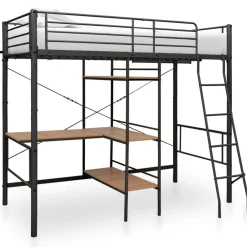Online vidaXL Våningssäng med bord metall 90x200 cm Grå