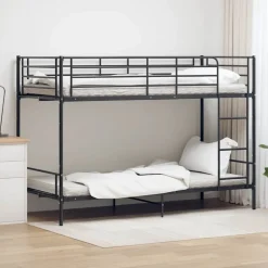 vidaXL Våningssäng svart metall 90x200 cm