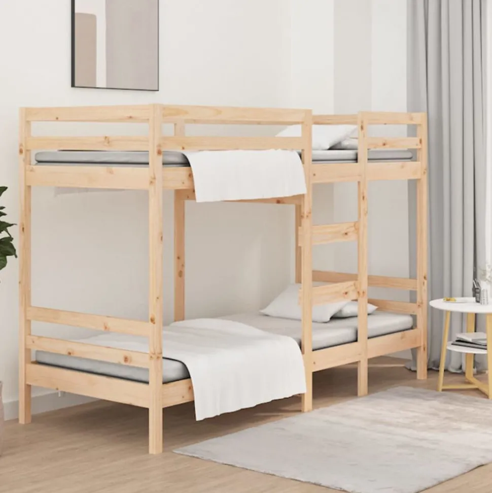 vidaXL Våningssäng utan madrass 90x200 cm massiv furu