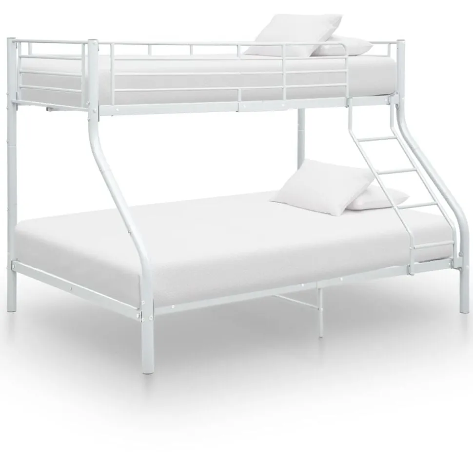 vidaXL Våningssäng vit metall 140x200/90x200 cm