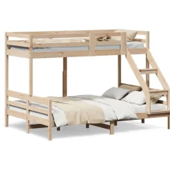 Discount vidaXL Våningssäng 90x200/140x200 cm massiv furu Naturfärg