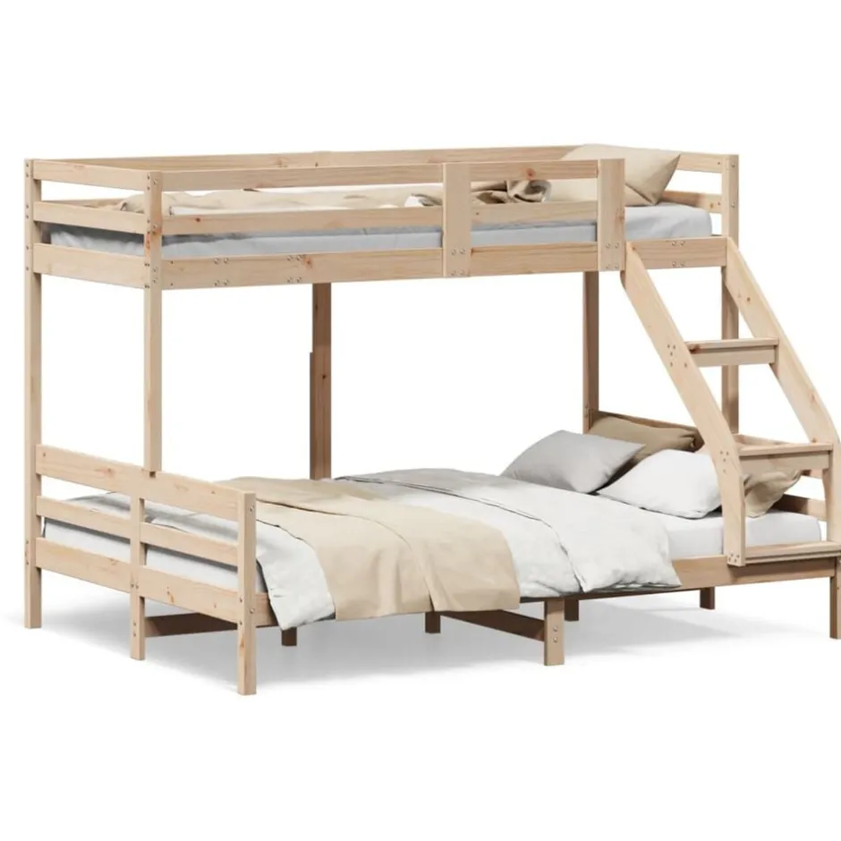 Discount vidaXL Våningssäng 90x200/140x200 cm massiv furu Naturfärg