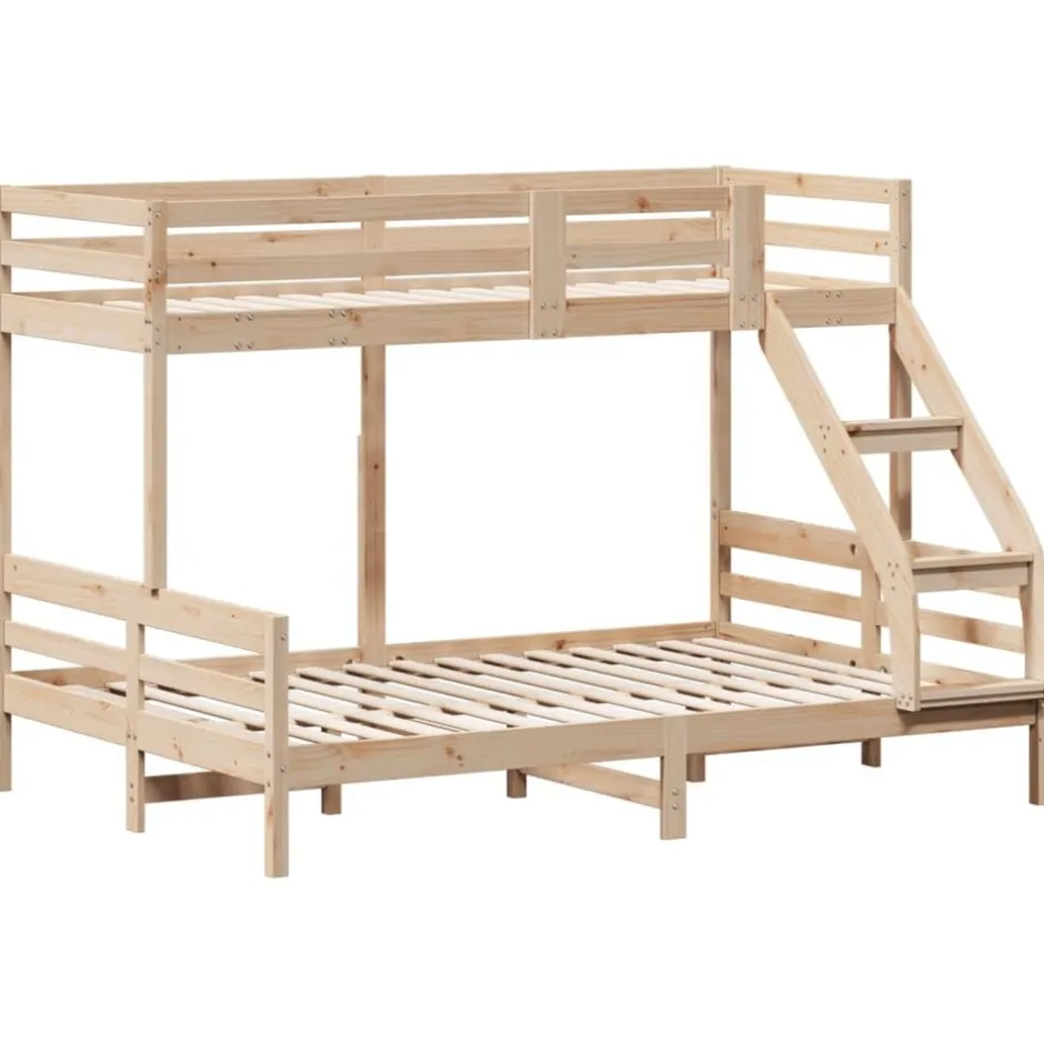 Discount vidaXL Våningssäng 90x200/140x200 cm massiv furu Naturfärg