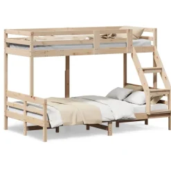 Online vidaXL Våningssäng 80x200/120x200 cm massiv furu Naturfärg